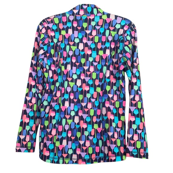 Lulu B Golf Colorful Wine Glass Athletic UPF 50 Cooling Zip Up Jacket Sz S - Picture 2 of 7